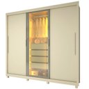 Ver imagem 3 de Guarda-Roupa Casal 3 Portas 1 Porta Reflecta com LED com Pés 100% MDF Royale Off White