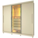 Ver imagem 3 de Guarda-roupa Casal 3 Portas 1 Porta Reflecta com Led com Pés 100% Mdf Royale