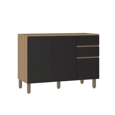 Balcão Modulado 120cm (sem Tampo) de Pia 2 Portas 3 Gavetas Slim Luciane