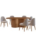 Ver imagem 2 de Mesa de Jantar 180cm x 80cm Madeira Tampo Laminado Orgânico com 6 Cadeiras Ester Marrom/Brisa/Imbuia