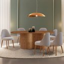 Ver imagem 1 de Mesa de Jantar 180cm x 80cm Madeira Tampo Laminado Orgânico com 6 Cadeiras Ester Marrom/Brisa/Imbuia