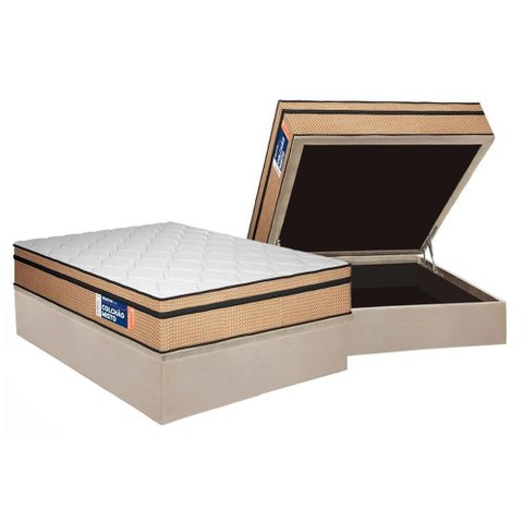 Cama Box Baú Casal: Colchão Ortopédico Plumatex D45 Selectus + Base Crc Suede Clean (138x188)