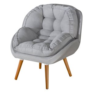 Poltrona Linho Luxo/conforto Premium Pés Palito Madeira:gelo/linho