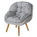 Ver imagem 1 de Poltrona Linho Luxo/conforto Premium Pés Palito Madeira:gelo/linho