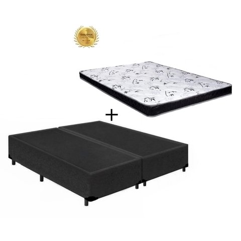 Cama Box Queen Colchão Mola Ensacada Belos Sonhos + Box Suede 70x158x198:Preto
