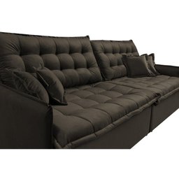 Sofá Sem Caixa Retrátil e Reclinável 1,95m Cama inBox Versátil Suede Velusoft Café - 4