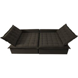 Sofá Sem Caixa Retrátil e Reclinável 1,95m Cama inBox Versátil Suede Velusoft Café - 5