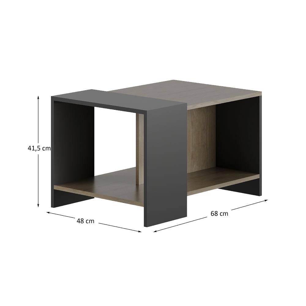 Mesa de Centro com 2 Nichos - Castanho/Preto - 4