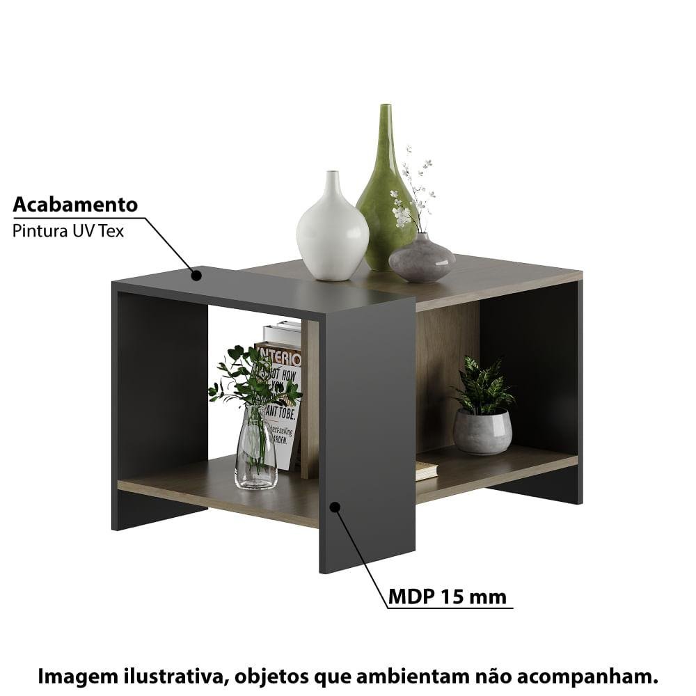 Mesa de Centro com 2 Nichos - Castanho/Preto - 2