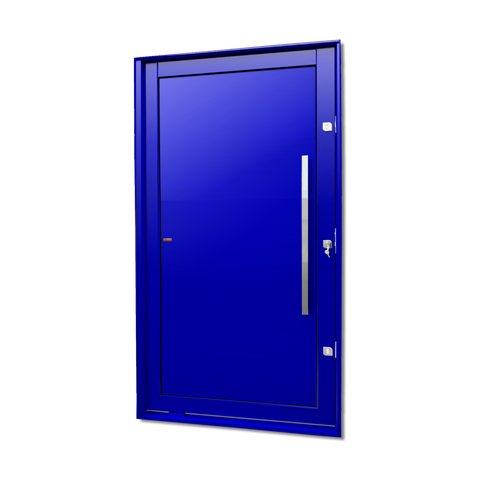 Porta Pivotante Alumínio Lambril c/Puxador Dir. Elite Azul 216x150 Brimak