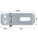 Ver imagem 2 de Dobradiça Porta Cadeado Fecho Trinco Zincado 4cm para Portão Gaveta Armário | Silvana | Kit 05 Un