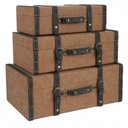 Ver imagem 1 de CONJUNTO. DE BAÚS DE MADEIRA COM TECIDO MARROM E PRETO - 3PCS BTC Decor