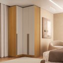 Ver imagem 1 de Guarda Roupa de Canto Reto 3 Portas Mdf Altezza Trend Belmax:freijó/off White
