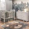 Quarto de Bebê Taís Berço 3 em 1 Lila Cômoda Infantil 4 Gavetas com Porta Branco Brilho Carolina - 1