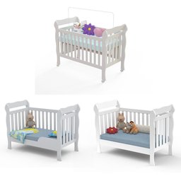Quarto de Bebê Taís Berço 3 em 1 Lila Cômoda Infantil 4 Gavetas com Porta Branco Brilho Carolina - 2