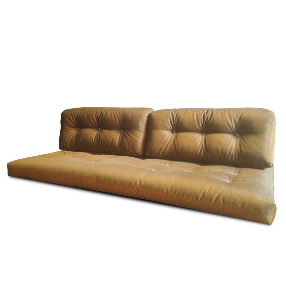 Futon Tradicional Solteiro 88x190x12cm + 02 Encostos 95x40cm Formato Trapézio - Tecido Seda - Cor Oc