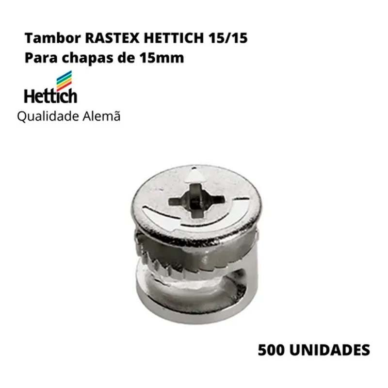 Rastex Minifix + Tampa + Parafusos 500 Und de Cada - Hettich Alemã - 4