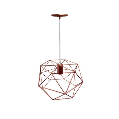 Luminária Pendente Diamante Jady Aramado Alumínio Teto Luxo:rose Cobre