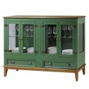 Ver imagem 1 de Cristaleira Agatha 4 Portas e 2 Gavetas Cor Verde com Amêndoa 149 Cm - 63477