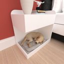 Ver imagem 1 de Cama Cachorro Caes Pequenos Casa Pet Caminha Casinha Mdf Mesa de Cabeceira Branco Branca