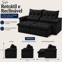 Ver imagem 3 de Sofá Ventura Retrátil e Reclinável 280cm - Preto