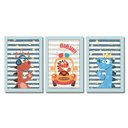 Ver imagem 1 de Kit Quadros Infantil Dino Kids 20X30 3 peças Arte na Arte Safari Aquarela Moldura Azul