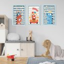 Ver imagem 4 de Kit Quadros Infantil Dino Kids 20X30 3 peças Arte na Arte Safari Aquarela Moldura Azul