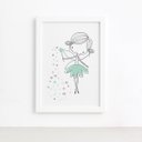 Ver imagem 1 de Quadro para Quarto Fada Verde Moldura Branca 33x43cm