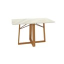 Ver imagem 1 de Mesa Jantar Elma Premium Madeira Maciça c/ Tampo Madeirado c/ Vidro 160x90cm Carvalho/Off White