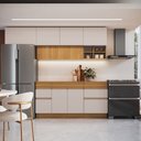Ver imagem 1 de Cozinha Modulada Completa 5 Peças 9 Portas 4 Gavetas Ripadas Fecho Click 4 Nichos 260cm com Rodapé 1