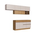 Ver imagem 3 de Cozinha Modulada Completa 5 Peças 9 Portas 4 Gavetas Ripadas Fecho Click 4 Nichos 260cm com Rodapé 1