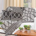 Ver imagem 1 de Kit 5 Peças Xale para Sofá 1,35x1,35m com Almofadas Cheias Dupla Face Grécia Jacquard Cor Preto