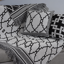 Ver imagem 3 de Kit 5 Peças Xale para Sofá 1,35x1,35m com Almofadas Cheias Dupla Face Grécia Jacquard Cor Preto