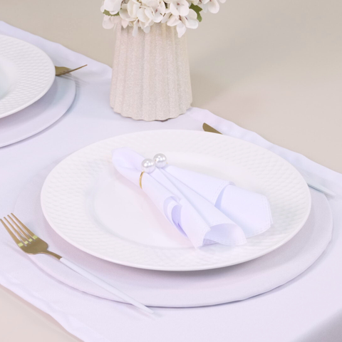 Kit 7 Pçs 2 Lugares Mesa Posta Completo (caminho,capa Sousplat,base,guardanapo,anel) Basic Pérola Br