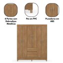 Ver imagem 3 de Guarda Roupa Casal Fast Amendola Touch 6 Portas 2 Gavetas MDP Amadeirado Laqueado Demóbile 149cm
