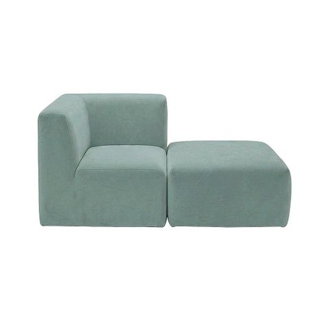 Sofá a Vácuo Modular Boucle de Canto com Chaise Espuma Premium para Sala na Caixa 1.54m - Azul