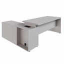 Ver imagem 3 de Mesa Escritório em L com Armário Lateral F5 Office g Moderno 3 Gavetas Cinza