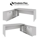 Ver imagem 2 de Mesa Escritório em L com Armário Lateral F5 Office g Moderno 3 Gavetas Cinza