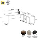Ver mais imagens de Mesa Escritório em L com Armário Lateral F5 Office g Moderno 3 Gavetas Cinza
