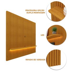 Painel Home Ripado Tv até 75 Polegadas com Led Naturale Notório Jm Móveis - 3
