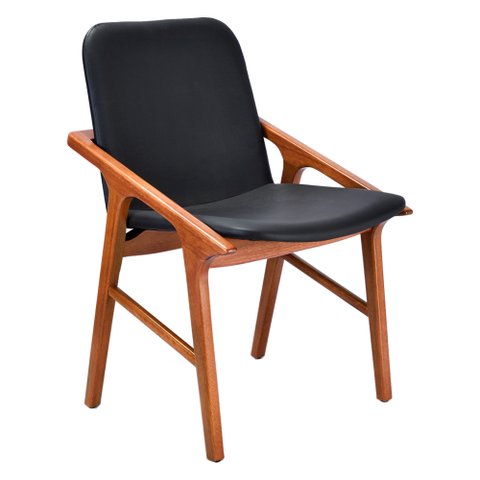 Cadeira para Mesa de Jantar Perry 52cm Madeira Maciça | Courino Preto - Sallar Home