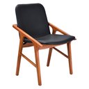 Ver imagem 1 de Cadeira para Mesa de Jantar Perry 52cm Madeira Maciça | Courino Preto - Sallar Home