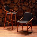 Ver imagem 3 de Cadeira para Mesa de Jantar Perry 52cm Madeira Maciça | Courino Preto - Sallar Home