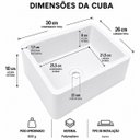 Ver imagem 6 de Cuba de Pia para Lavabo Retangular 30cm Plástico Reforçado