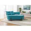 Ver imagem 1 de Namoradeira Sofá Feijão Luna 130cm Orgânica Suede Azul Turquesa