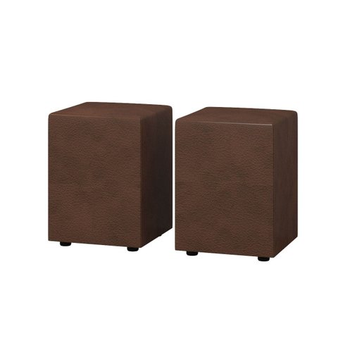 Kit 2 Puff Banquetas Cubo Quadrado Decorativo Couro Marrom