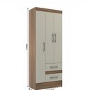 Ver imagem 4 de Guarda-roupa Solteiro Nobre 3 Portas 2 Gavetas -castanho/off