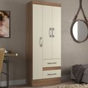 Ver imagem 1 de Guarda-roupa Solteiro Nobre 3 Portas 2 Gavetas -castanho/off
