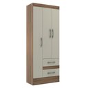 Ver imagem 2 de Guarda-roupa Solteiro Nobre 3 Portas 2 Gavetas -castanho/off