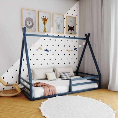 Cama Montessoriana Infantil Estilo Cabana Com Colchão 158 cm Completa Moveis